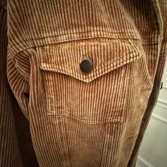 POL Clothing Frayed Hem Brown Corduroy Trucker Jacket - Picture 2 of 11